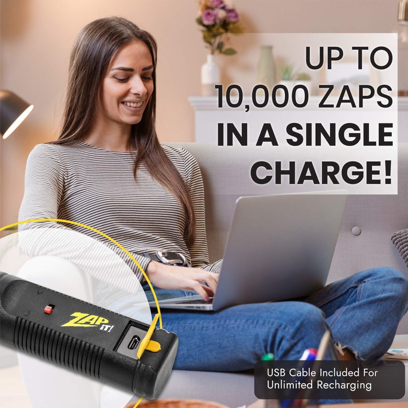 ZAP IT! Bug Zapper Rechargeable Bug Zapper Racket W/ Blue Light Attractant, 4,000 Volt, USB Charging Cable - Image 5